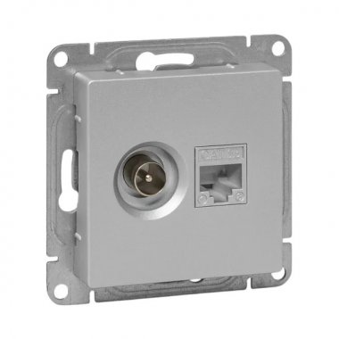 Фотография товара 'EKF UP1-SOA-TV+RJ Механизм розетки TV+RJ45 (cat5), алюминий Эпика'