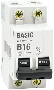 Фотография товара 'EKF Автоматический выключатель 2P 16А (B) 4,5кА ВА 47-29 Basic mcb4729-2-16-B'