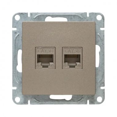 Фотография товара 'EKF UP1-SOC-2RJ45-5 Механизм розетки RJ45 - 2шт, (cat5), шампань Эпика'