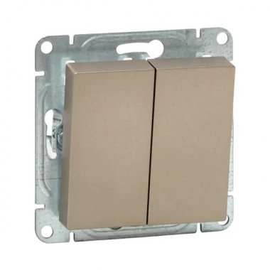 Фотография товара 'EKF UP1-SWC-20 Механизм выключателя, двухклавишный, шампань Эпика'