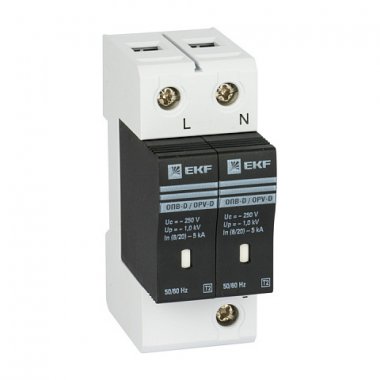 Фотография товара 'EKF Ограничитель импульсных напряжений ОПВ-B/2P In 30кА 400В PROxima opv-b2'