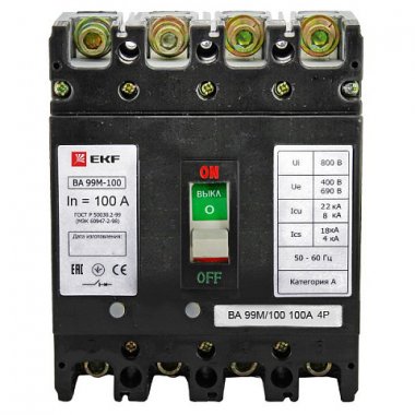 Фотография товара 'EKF Выключатель автоматический ВА-99М 100/100А 3P+N 20кА PROxima mccb99-100-100m-4P'
