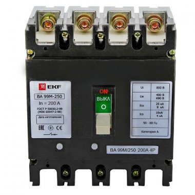 Фотография товара 'EKF Выключатель автоматический ВА-99М 250/200А 3P+N 25кА PROxima mccb99-250-200m-4P'