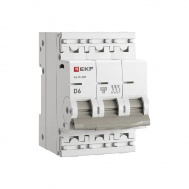 Фотография товара 'EKF M634306D Автоматический выключатель ВА 47-63N 3P 6А (D) 4,5 кА'