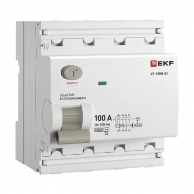 Фотография товара 'EKF E1046MS100300 Выключатель дифференциального тока ВД-100N (S) 4P 100А 300мА тип AC эл-мех 6кА'