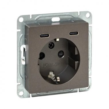 Фотография товара 'EKF UP1-SOM-111-2USBC Механизм розетки с USB-C - 2шт, 16А, с заземлением, со шторками'