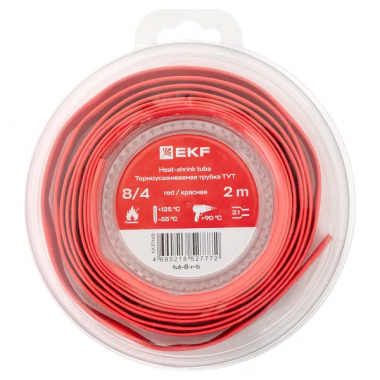 Фотография товара 'EKF tut-8-r-b Термоусаживаемая трубка ТУТ нг 8/4'