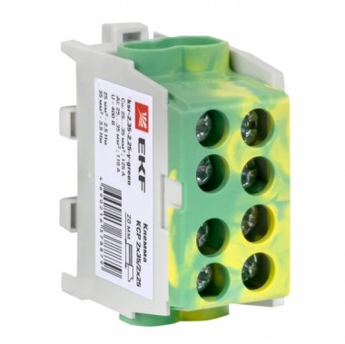 Фотография товара 'EKF ksr-2.35-2.25-y-green Клемма распределительная КСР с двойным винтом 2x35/2x25'
