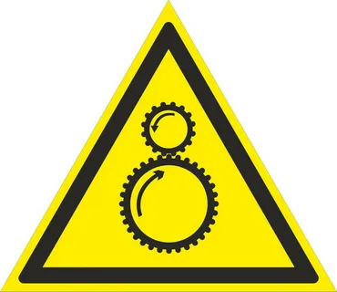 Фотография товара 'EKF an-w-29 Знак наклейка W29 "Осторожно. Возможно затягивание между вращающимися элементами" (200х200х200) ГОСТ 12.4.026-2015'