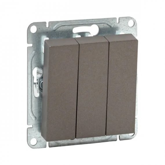 Фотография товара 'EKF UP1-SWM-31 Механизм выключателя, трёхклавишный, мокко Эпика'