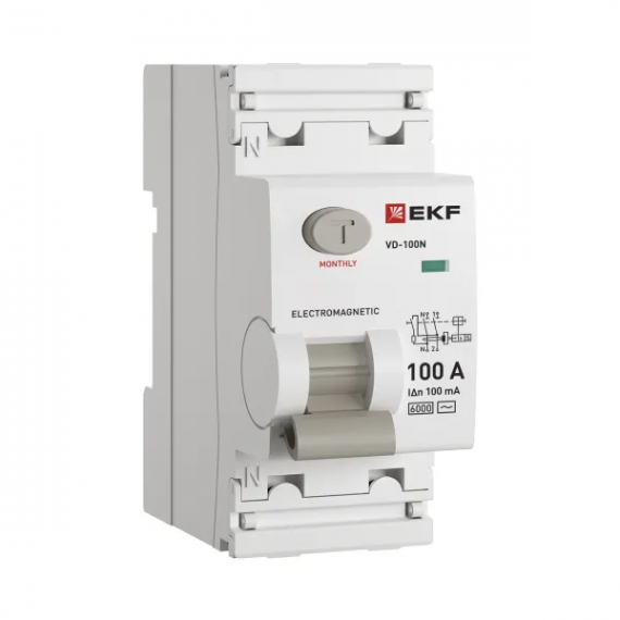 Фотография товара 'EKF E1026M100100 Выключатель дифференциального тока ВД-100N 2P 100А 100мА тип AC эл-мех 6кА F'