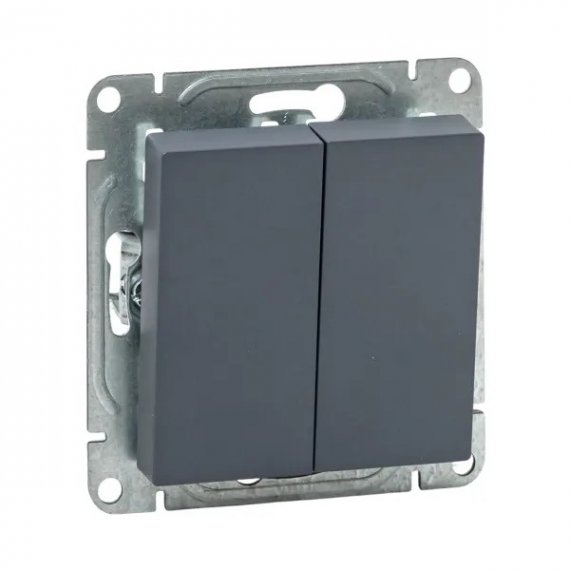 Фотография товара 'EKF UP1-SWG-21 Механизм выключателя, двухклавишный, проходной, графит Эпика'