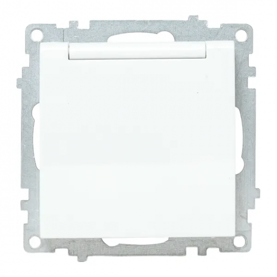 Фотография товара 'EKF EWV10-124-90 Валенсия Механизм розетки 1-местной с/з 16А белая с крышкой и защ. штор. IP44'