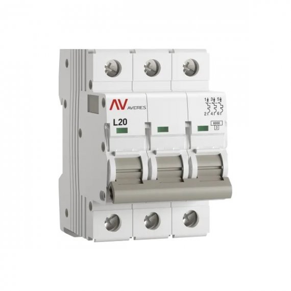 Фотография товара 'EKF mcb6-3-20L-av Выключатель автоматический AV-6 3P 20A (L) 6kA'