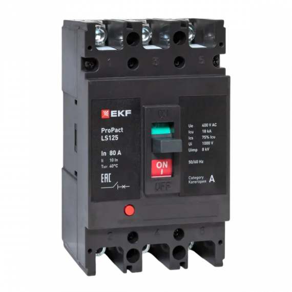 Фотография товара 'EKF mccb-125-18-3-80-ls Автоматический выключатель LS125 18кА 3P 80А'