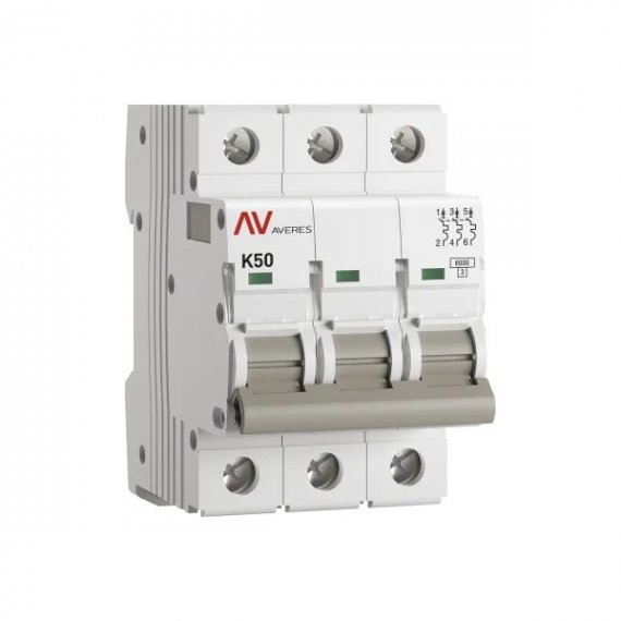 Фотография товара 'EKF mcb6-3-50K-av Выключатель автоматический AV-6 3P 50A (K) 6kA'