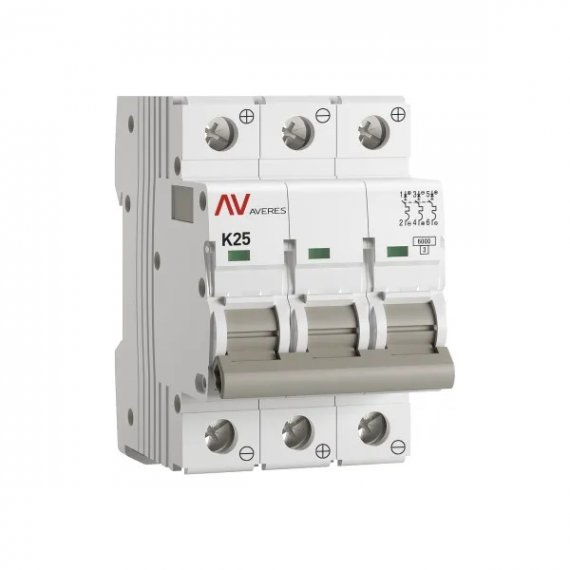 Фотография товара 'EKF mcb6-DC-3-25K-av Выключатель автоматический AV-6 DC 3P 25A (K) 6kA'