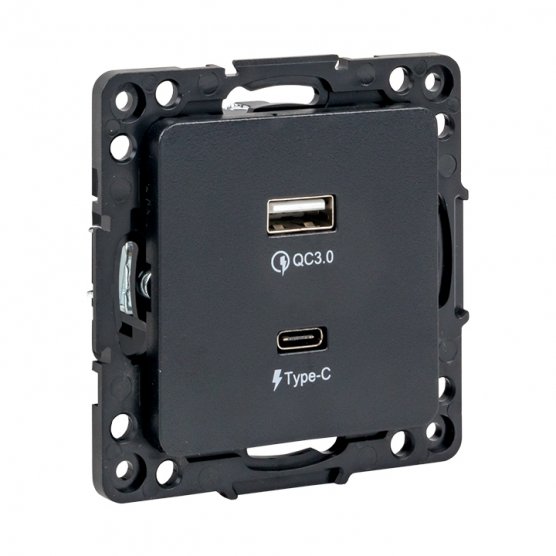 Фотография товара 'EKF EZR-2USB-type-C Стокгольм Механизм Розетки с 2USB type-A + type-C'