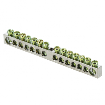 Фотография товара 'EKF Шина PEN «ноль-земля», (6x9мм), 14 отверстий, никель, крепеж по центру PROxima sn1-63-14'