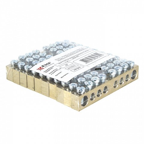 Фотография товара 'EKF Шина PEN «ноль-земля» (8х12мм), 10 отверстий, латунь, крепеж по центру PROxima sn0-125-10-c'