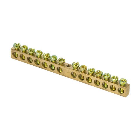 Фотография товара 'EKF Шина PEN «ноль-земля» (8х12мм), 14 отверстий, латунь, крепеж по центру PROxima sn0-125-14-c'