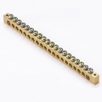 Фотография товара 'EKF Шина PEN «ноль-земля» (8х12мм), 20 отверстий, латунь, крепеж по краям PROxima sn0-125-20-k'