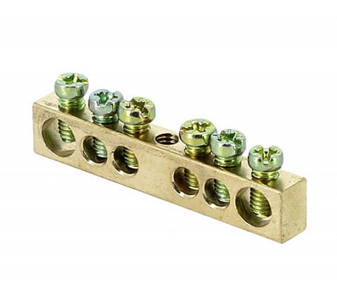 Фотография товара 'EKF Шина PEN «ноль-земля» (6x9мм), 6 отверстий, латунь, крепеж по центру PROxima sn0-63-06'