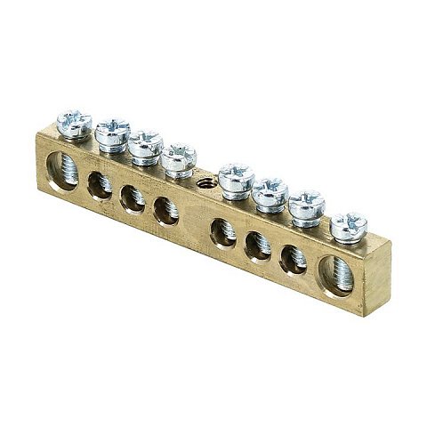 Фотография товара 'EKF Шина PEN «ноль-земля» (6x9мм), 8 отверстий, латунь, крепеж по центру PROxima sn0-63-08'