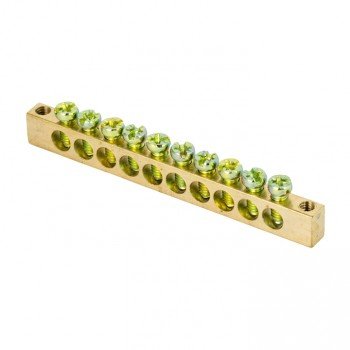 Фотография товара 'EKF Шина PEN «ноль-земля» (6х9мм), 10 отверстий, латунь, крепеж по краям PROxima sn0-63-10-k'