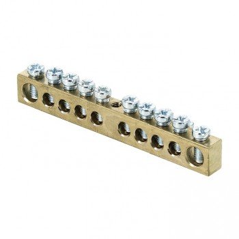 Фотография товара 'EKF Шина PEN «ноль-земля» (6х9мм), 10 отверстий, латунь, крепеж по центру PROxima sn0-63-10'