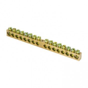 Фотография товара 'EKF Шина PEN «ноль-земля» (8х12мм), 16 отверстий, латунь, крепеж по центру PROxima sn0-125-16-c'