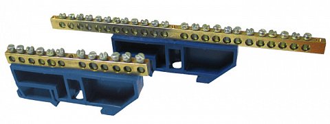 Фотография товара 'EKF Шина «0» N (8х12мм), 14 отверстий, латунь, изолятор на DIN-рейку PROxima sn0-125-14-d'