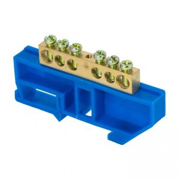 Фотография товара 'EKF Шина «0» N (8х12мм), 6 отверстий, латунь, изолятор на DIN-рейку PROxima sn0-125-6-d'