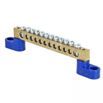 Фотография товара 'EKF Шина «0» N (6х9мм), 12 отверстий, латунь, 2 угловых изолятора PROxima sn0-63-12-2'