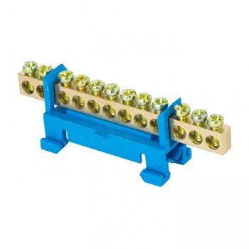 Фотография товара 'EKF Шина «0» N (6х9мм), 12 отверстий, латунь, изолятор тип «Стойка» на DIN-рейку PROxima sn0-63-12-sb-r'