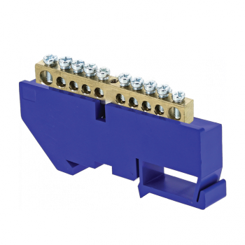 Фотография товара 'EKF Шина «0» N (6х9мм), 10 отверстий, латунь, изолятор на DIN-рейку PROxima sn0-63-10-d'
