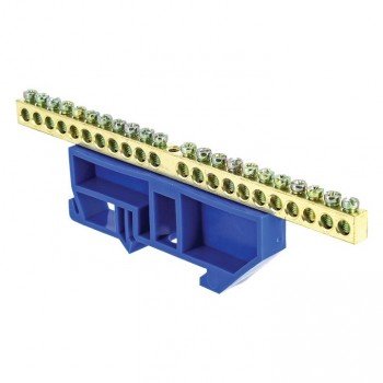 Фотография товара 'EKF Шина «0» N (6х9мм), 22 отверстия, латунь, изолятор на DIN-рейку PROxima sn0-63-22-d'