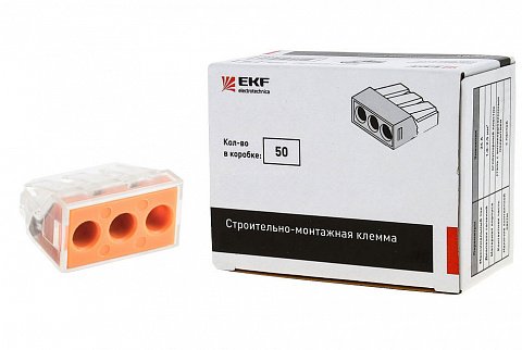 Фотография товара 'EKF Клемма СМК 773-173 (с пастой), 3 отверстия, 2,5-6,0 мм2 PROxima plc-smk-773-173'