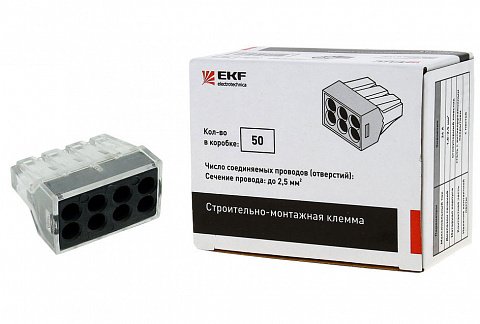 Фотография товара 'EKF Строительно-монтажная клемма СМК 773-108 8 отверстий 1,0-2,5мм2 PROxima plc-smk-108'