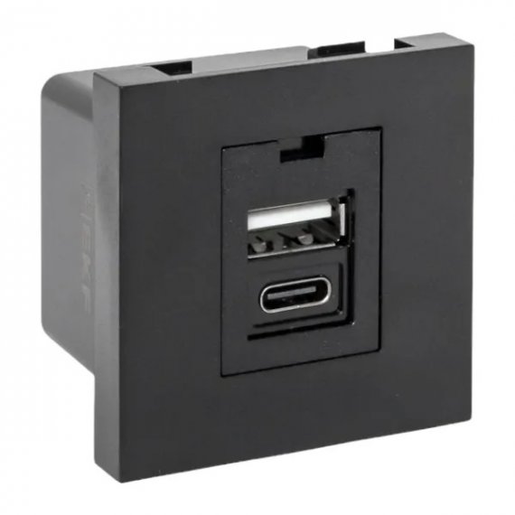 Фотография товара 'EKF E2MR2B-21USB-10-AC Розетка USB A+C, 2.1А, 2 гнезда, без индикатора'
