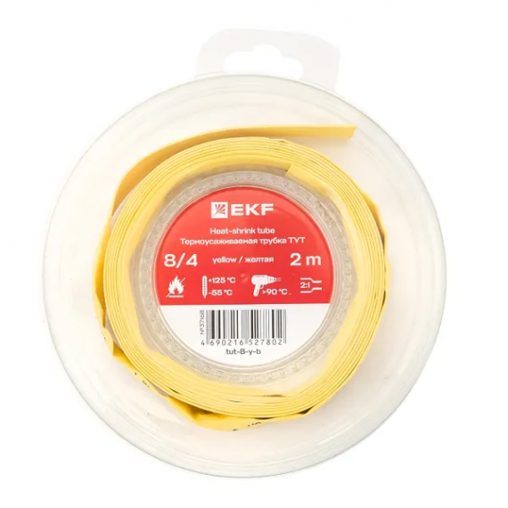 Фотография товара 'EKF tut-8-y-b Термоусаживаемая трубка ТУТ нг 8/4'