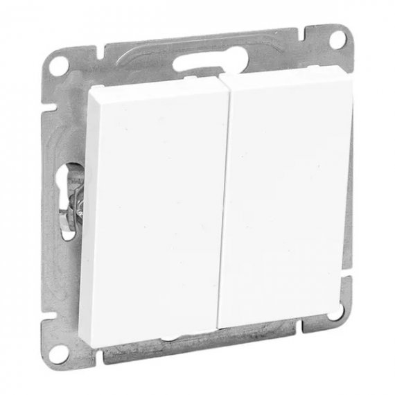 Фотография товара 'EKF UP1-SWW-23 Механизм выключателя, двухклавишный, кнопочный, белый Эпика'