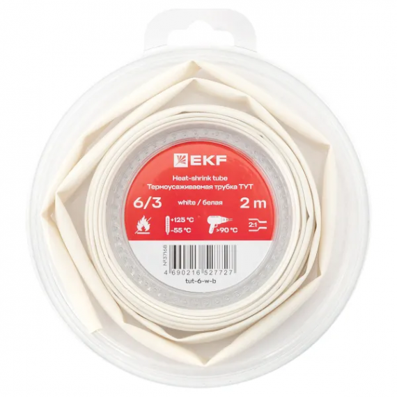Фотография товара 'EKF tut-6-w-b Термоусаживаемая трубка ТУТ нг 6/3'