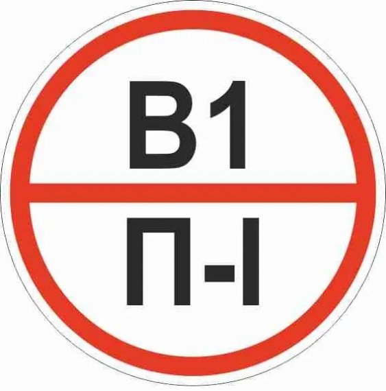 Фотография товара 'EKF pn-b1-p-l Знак пластик "Категории помещения по взрывопожарной и пожарной опасности В1 П-I" (200x200)'