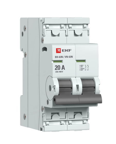 Фотография товара 'EKF S63220 Выключатель нагрузки 2P 20А ВН-63N PROxima'