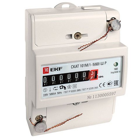 Фотография товара 'EKF Счетчик электрической энергии СКАТ 101М/1 - 5(60) Ш Р PROxima 10103P'
