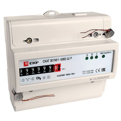 Фотография товара 'EKF Счетчик электрической энергии СКАТ 301М/1 - 5(60) Ш Р PROxima 30102P'