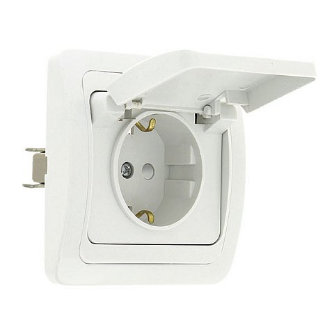 Фотография товара 'EKF Розетка 1-местная с заземлением и крышкой 16А с защитной шторкой PROxima EER16-029-100'