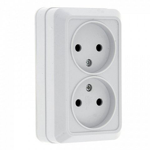 Фотография товара 'EKF Розетка 2-местная 10А без заземления ENR10-102-10'