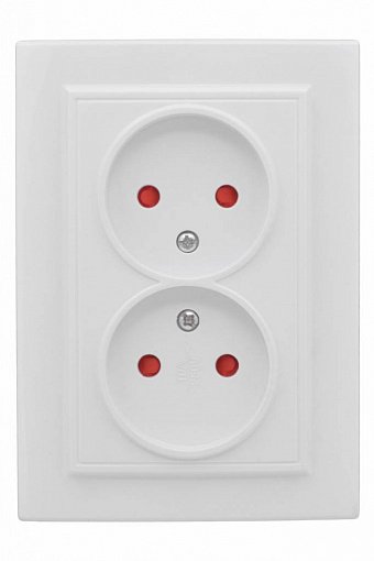 Фотография товара 'EKF Розетка 2-местная СП без заземления 10А с защитной шторкой Basic ERR10-102-100'